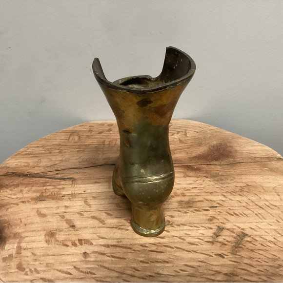 🟡 Vintage Solid Brass Boot Planter / Shelf Decor Piece - Patina - Rustic - Picture 5 of 11